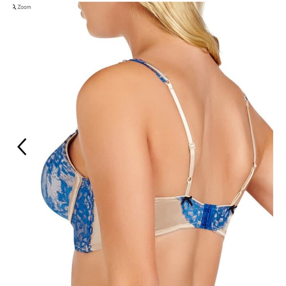 Heidi Klum Bra 34DD 34E Intimates Poolside Affair Blue Lace Satin Underwire NEW - Picture 2 of 13
